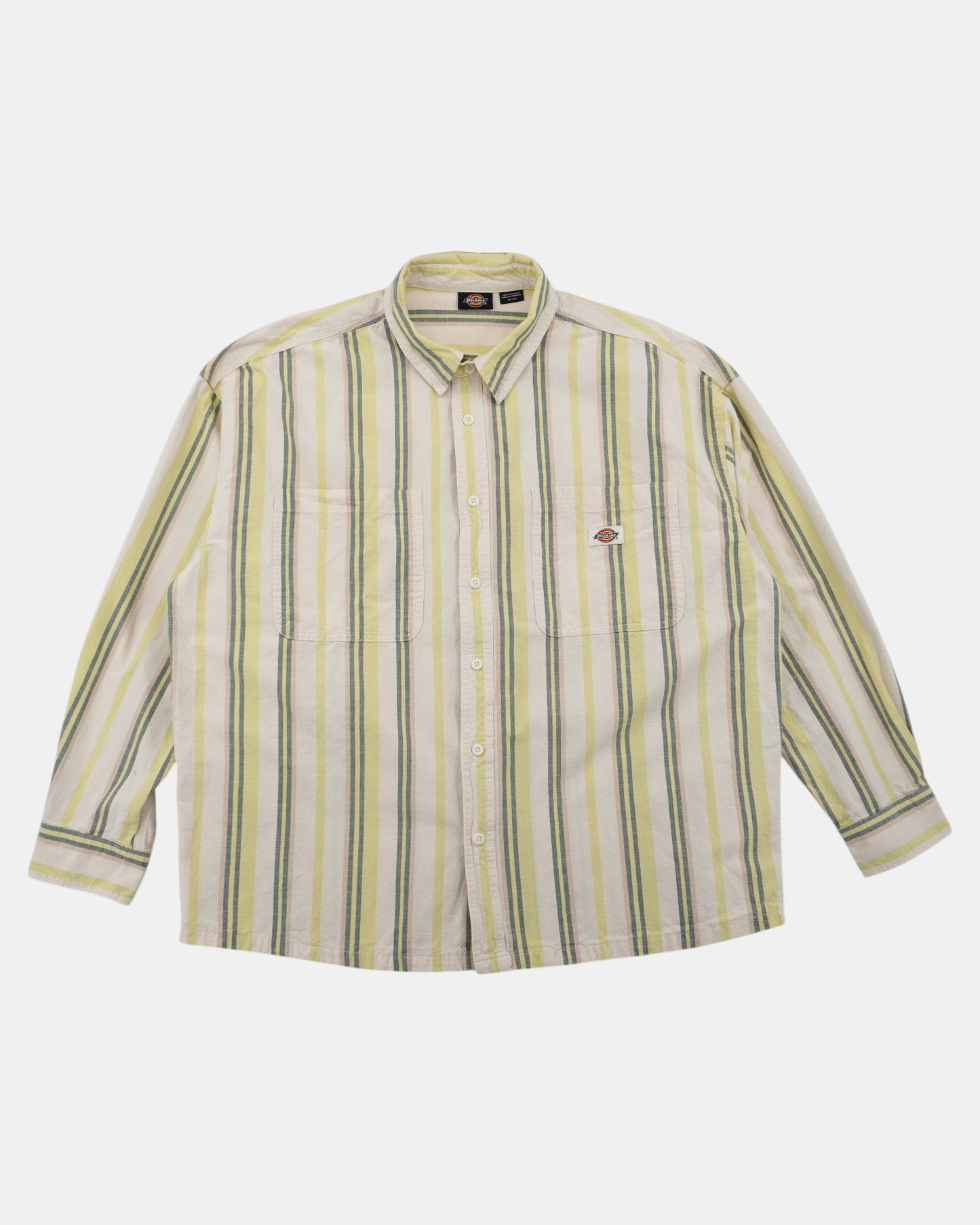 Dickies Green & Yellow Striped Button Down Shirt Men's 2XL