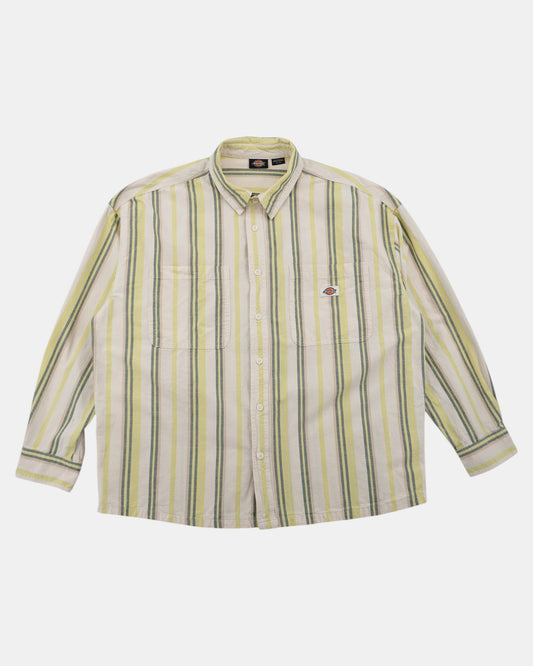 Dickies Green & Yellow Striped Button Down Shirt Men's 2XL