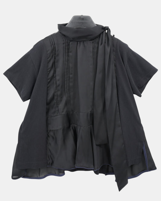 Sacai Black Tie Neck Top Japan Size 3