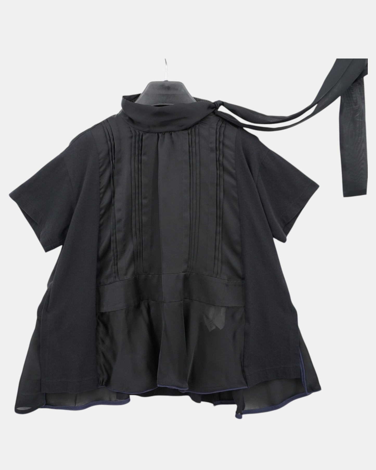 Sacai Black Tie Neck Top Japan Size 3