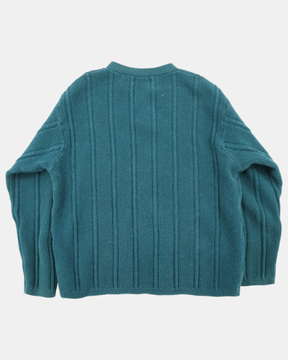 Vintage Teal Structure Heavyweight Henley Top XL