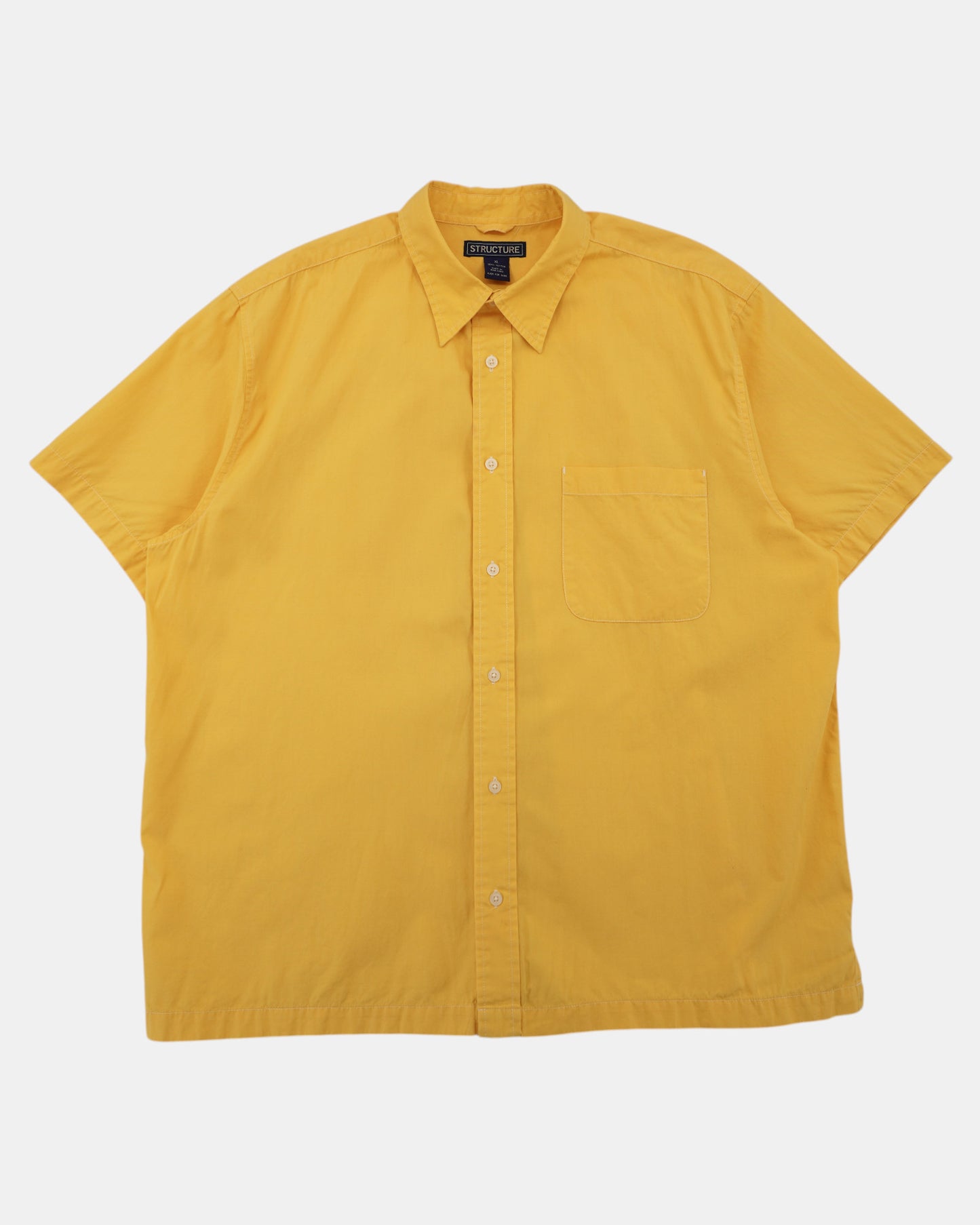 Vintage Structure Yellow Short Sleeve Button Down Shirt XL
