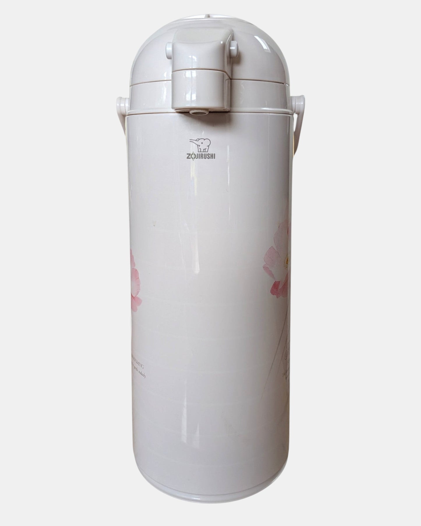 Bubu Future Online Zojirushi 2.45L thermal airpot with vintage Duet Flower floral print and pump-style dispenser.