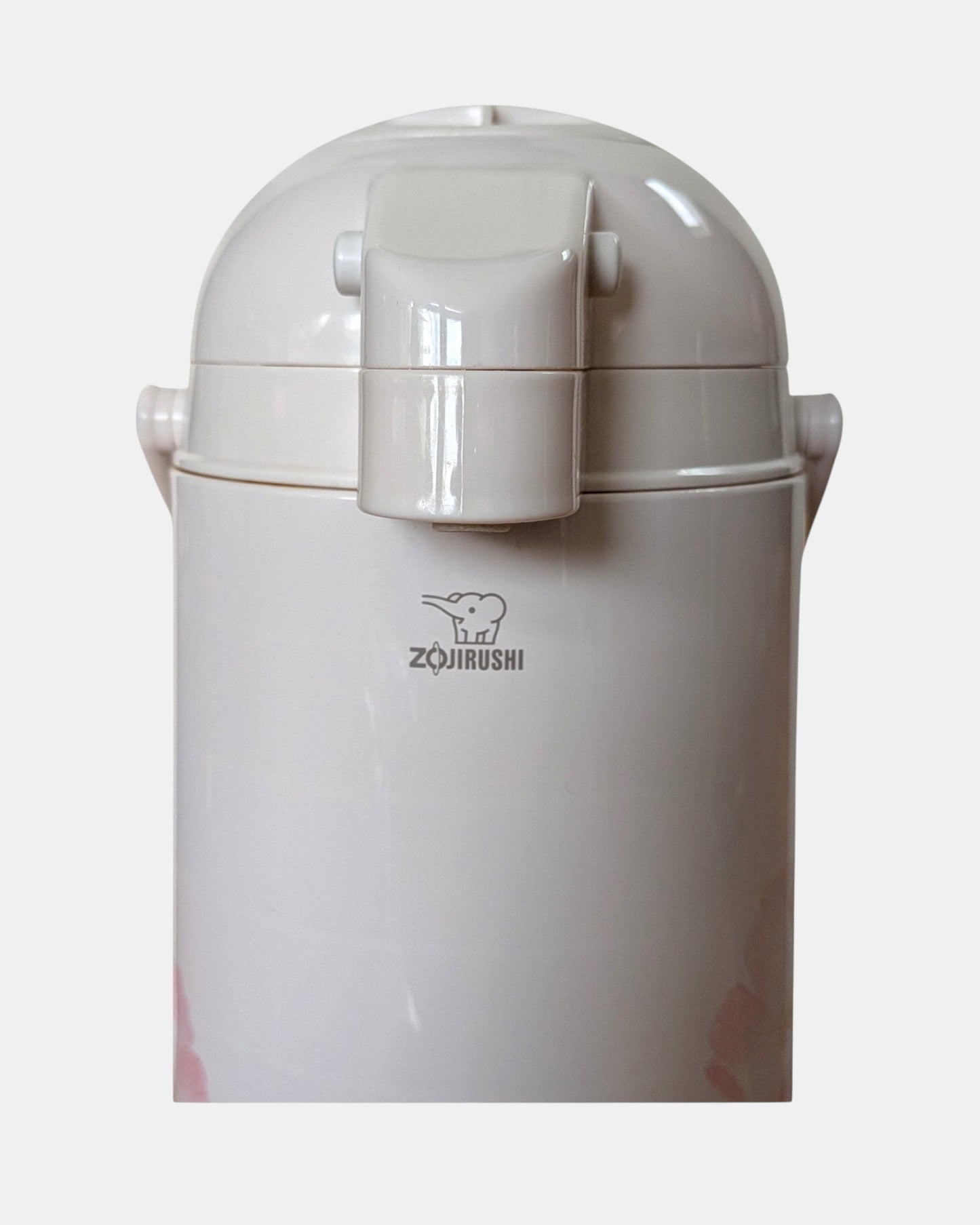 Bubu Future Online Zojirushi 2.45L thermal airpot with vintage Duet Flower floral design and pump dispenser.