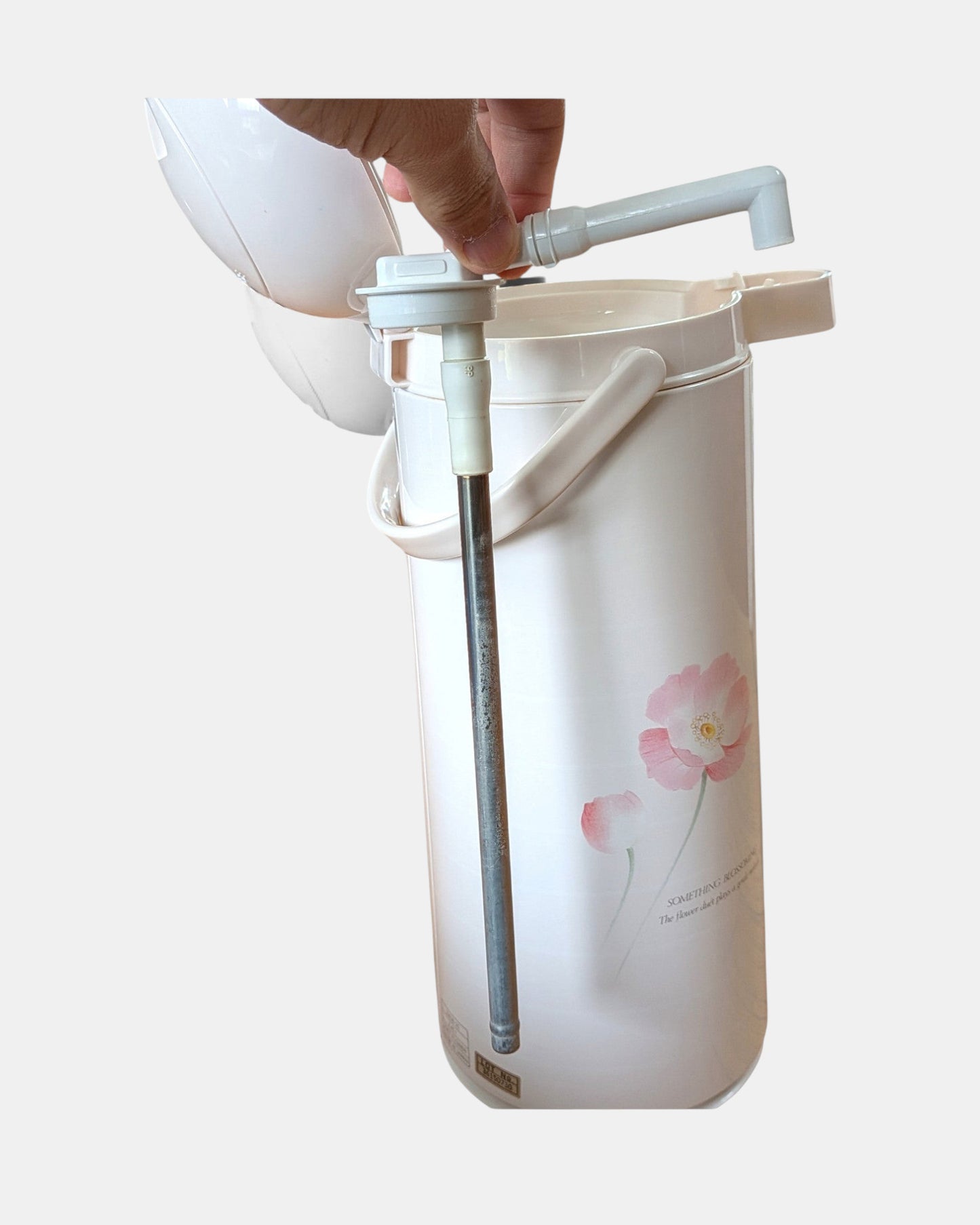 Bubu Future Online Zojirushi 2.45L thermal airpot with vintage Duet Flower print and pump-style dispenser mechanism.