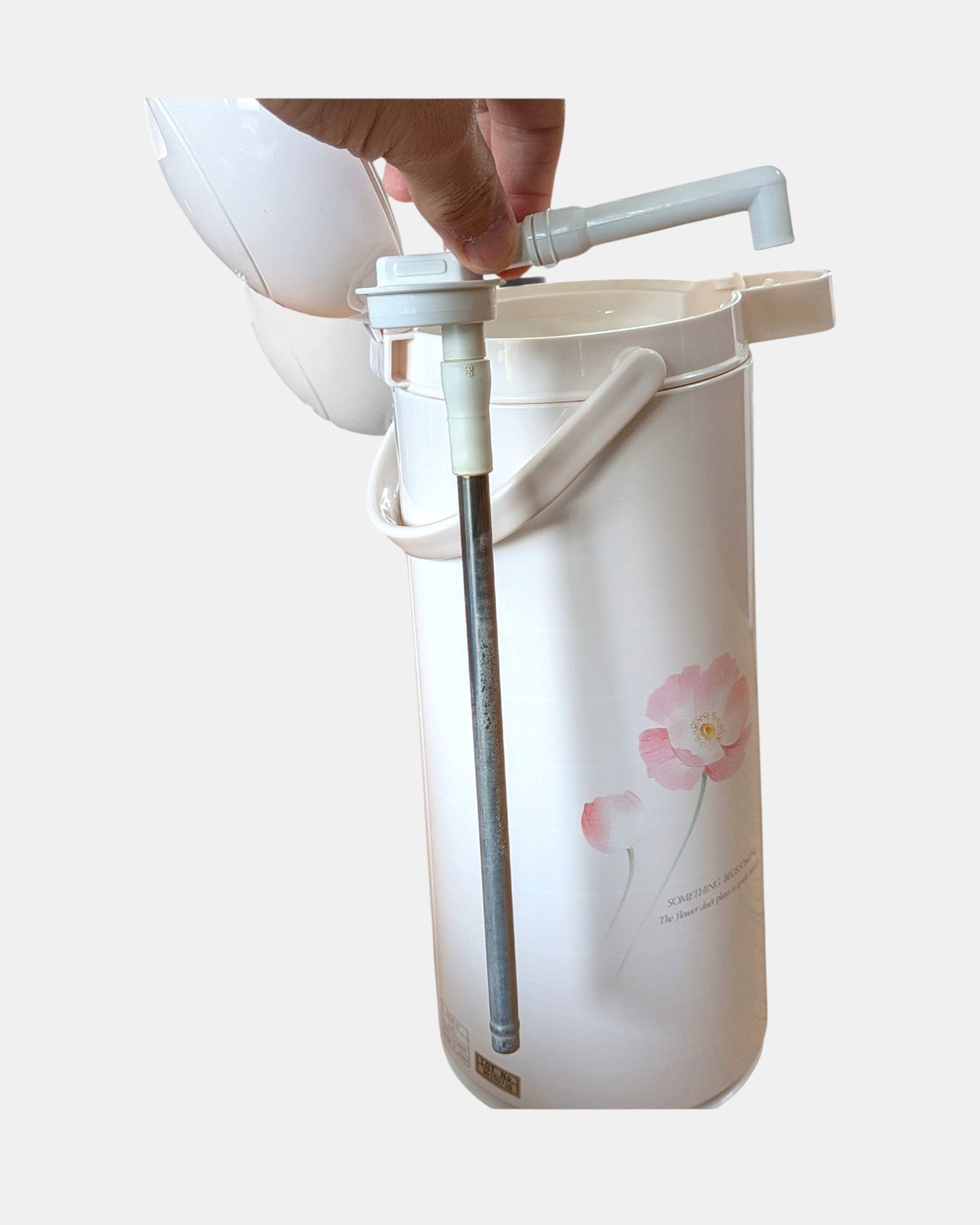 Bubu Future Online Zojirushi 2.45L thermal airpot with vintage Duet Flower print and pump-style dispenser mechanism.