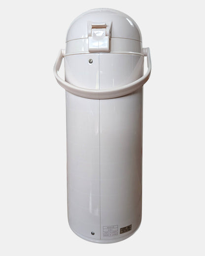 Bubu Future Online Zojirushi 2.45L thermal airpot carafe in white with vintage Duet Flower design and pump dispenser.