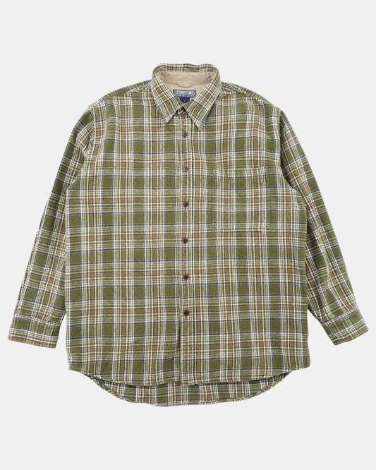 Vintage Structure Green Flannel Shirt Men's Small