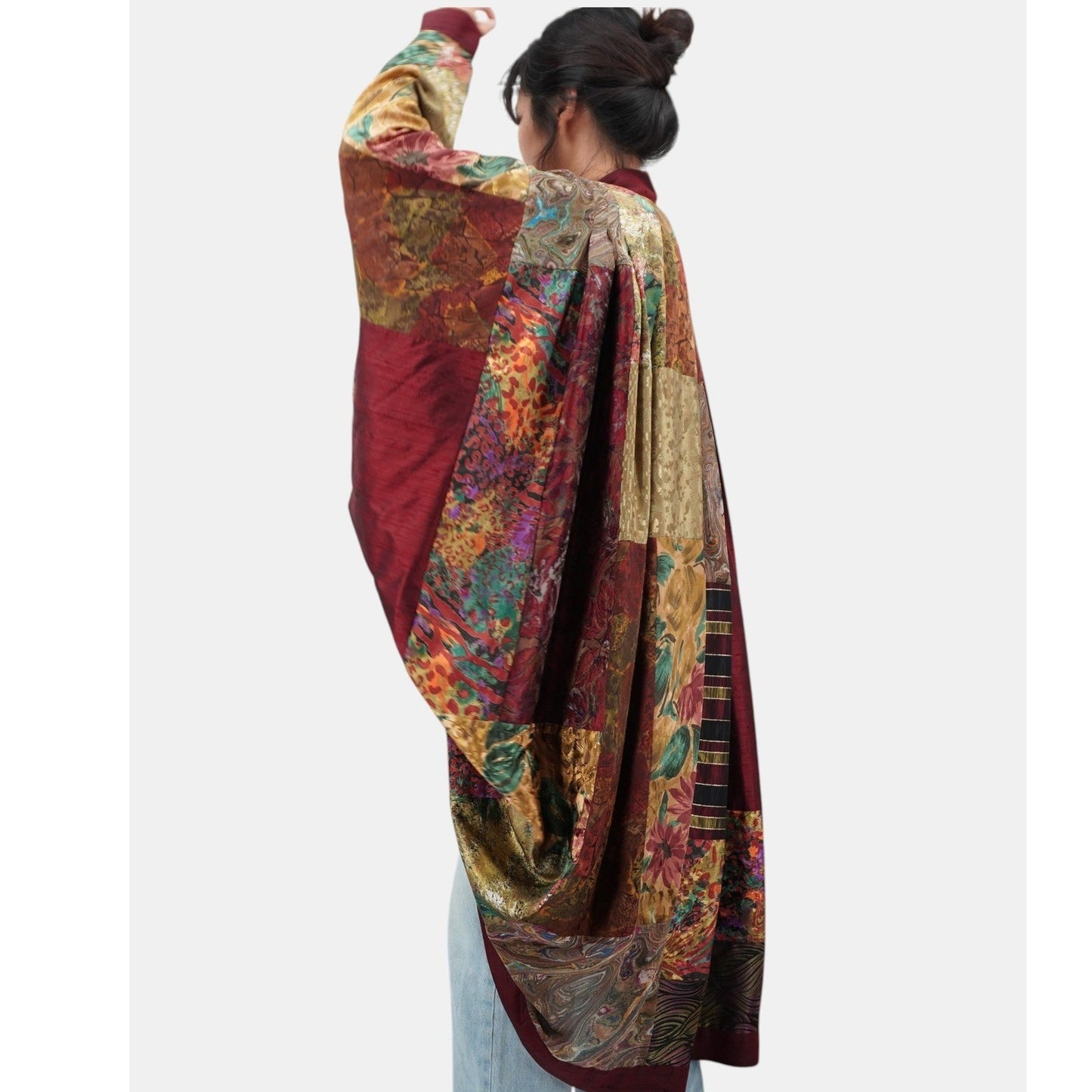 Maggie Shepherd Patchwork Silk Blend Kimono Jacket