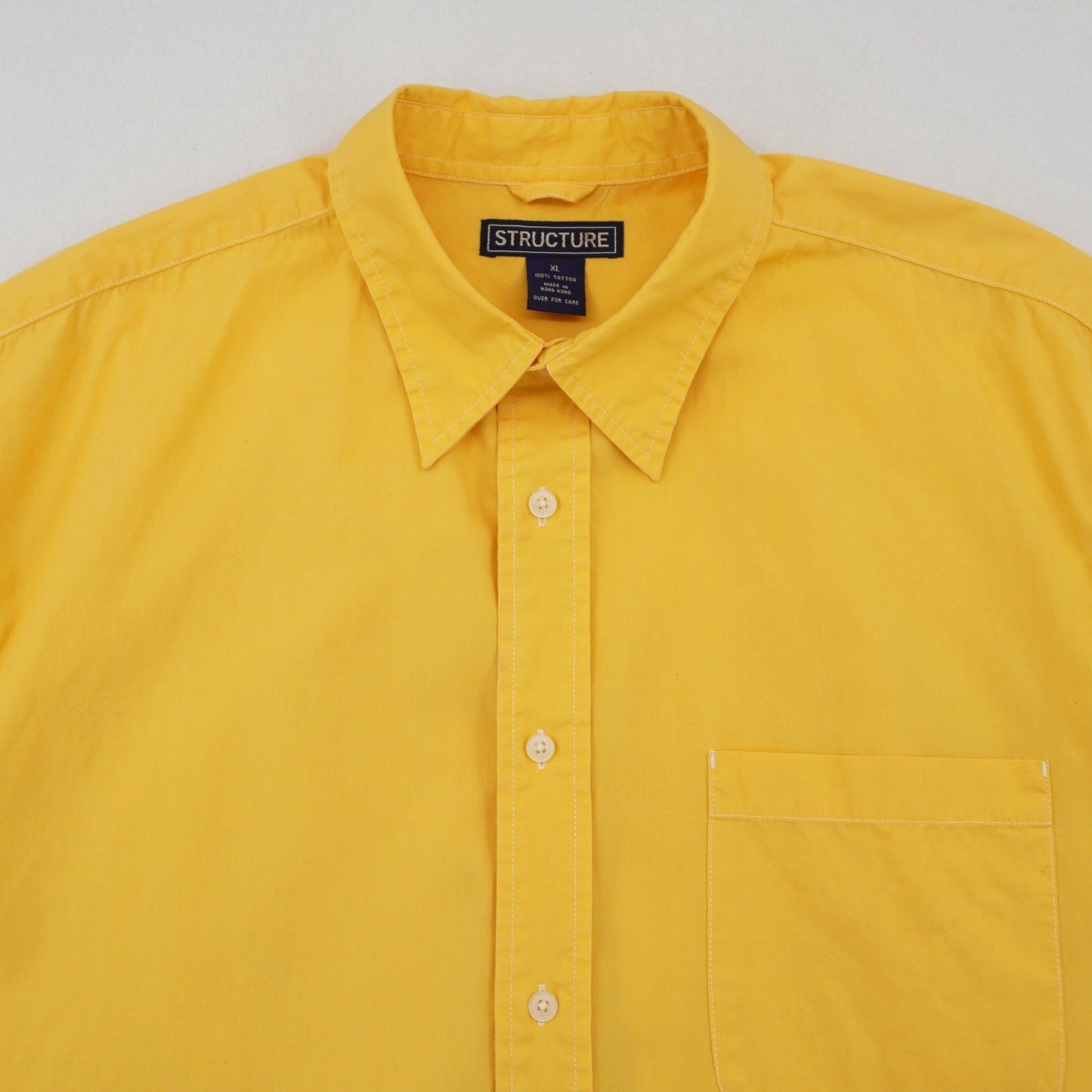 Vintage Structure Yellow Short Sleeve Button Down Shirt XL