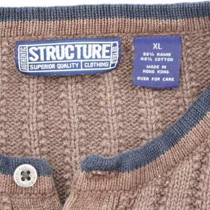Vintage Brown Structure Henley Sweater Men's XL