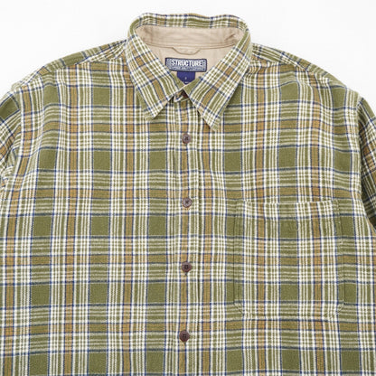 Vintage Structure Green Flannel Shirt Men's Small