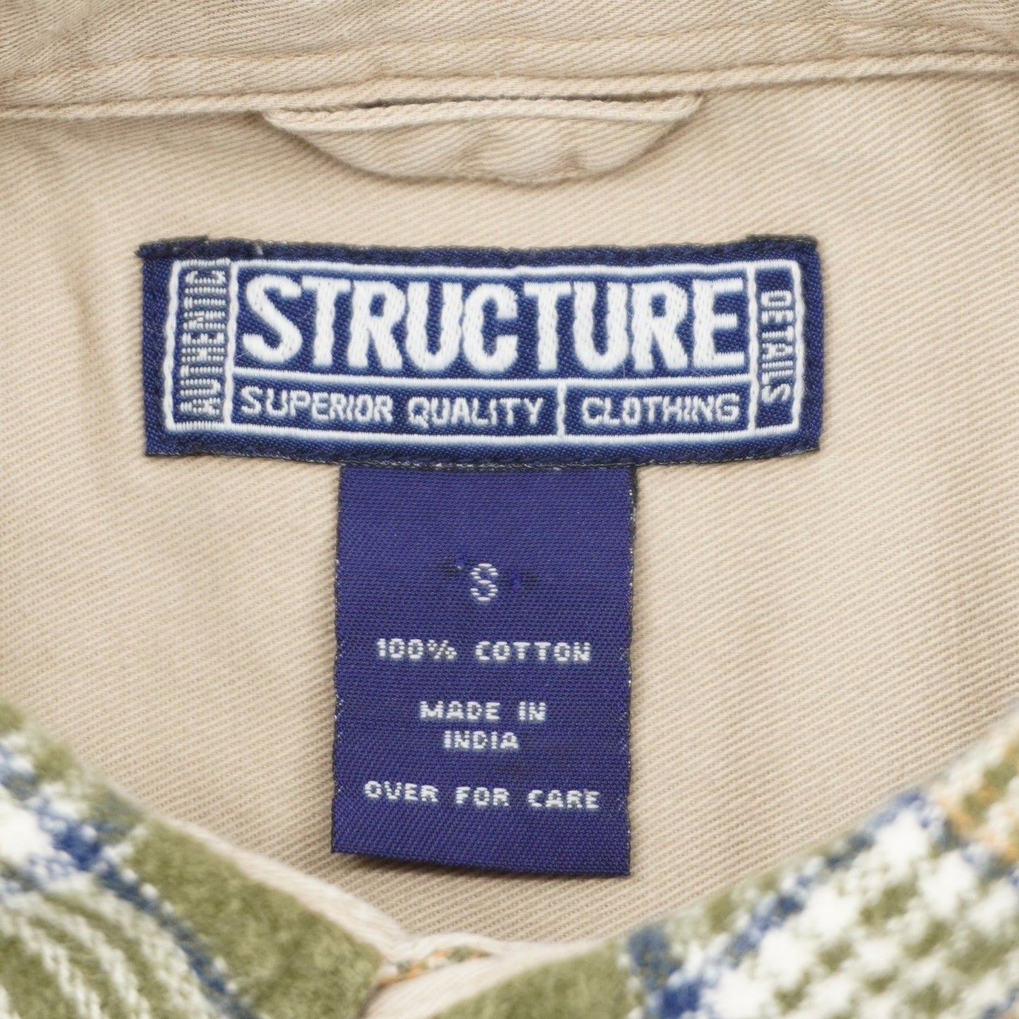 Vintage Structure Green Flannel Shirt Men's Small
