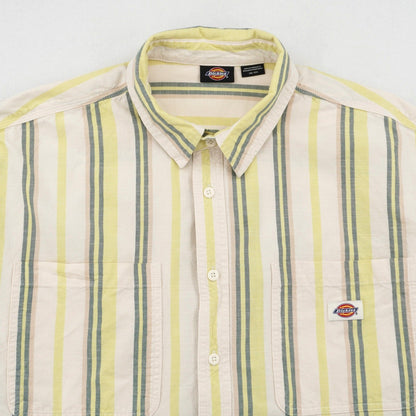 Dickies Green & Yellow Striped Button Down Shirt Men's 2XL