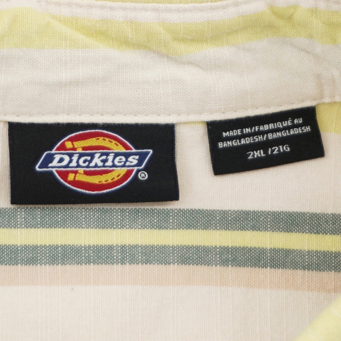Dickies Green & Yellow Striped Button Down Shirt Men's 2XL