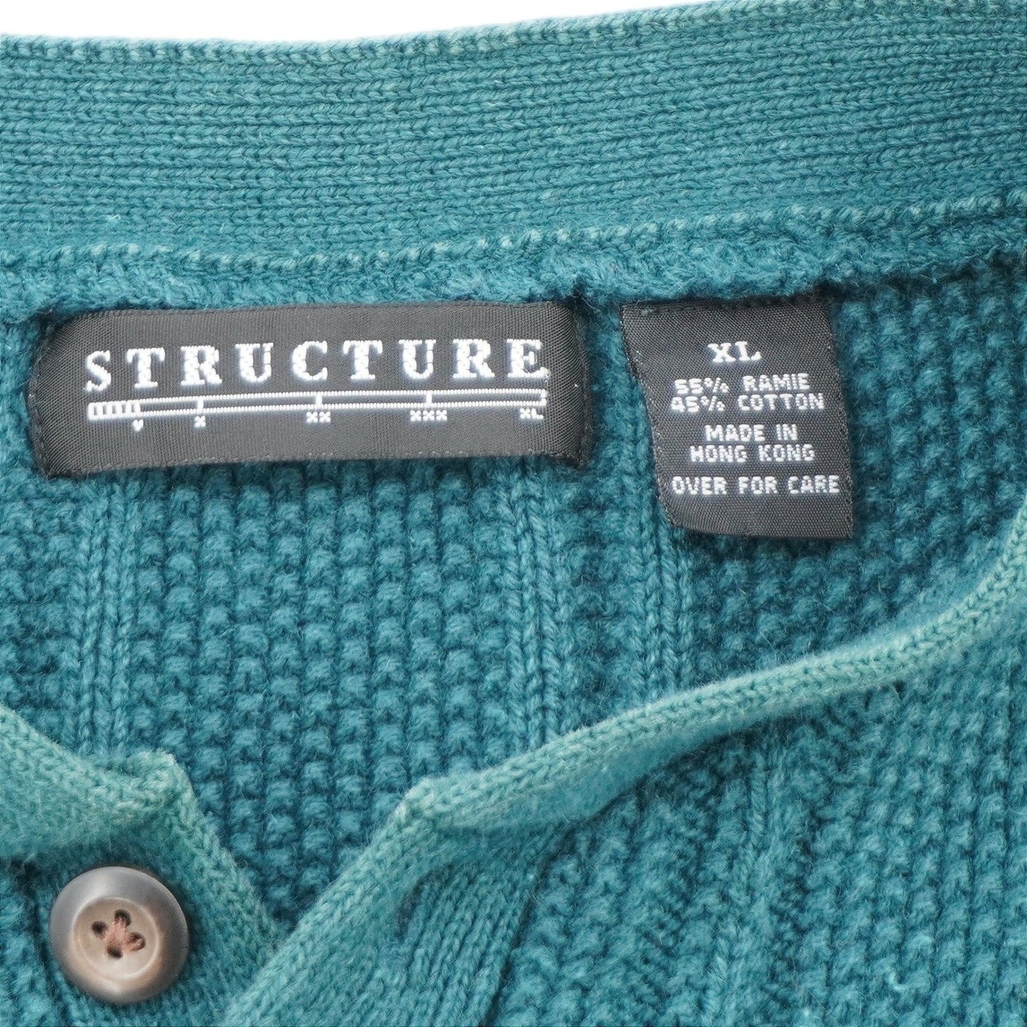 Vintage Teal Structure Heavyweight Henley Top XL