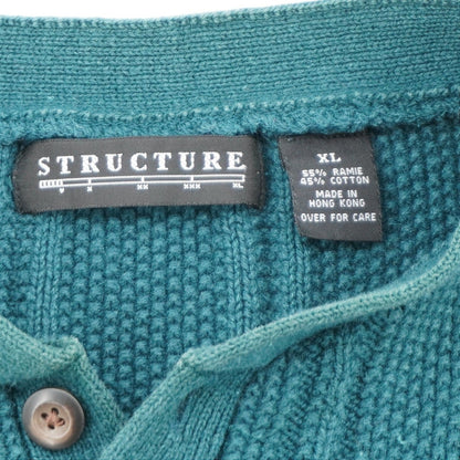 Vintage Teal Structure Heavyweight Henley Top XL