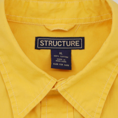 Vintage Structure Yellow Short Sleeve Button Down Shirt XL